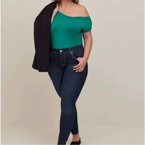 Torrid green super soft off the shoulder top